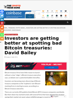 Investors are getting better at spotting bad Bitcoin treasuries: David Bailey - The Crypto News Wire