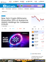 New York Crypto Millionaire Diversifies 20% of Avalanche (AVAX) Holdings for Coldware (COLD)