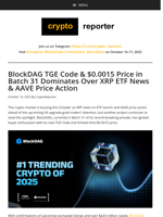 BlockDAG TGE Code & $0.0015 Price in Batch 31 Dominates Over XRP ETF News & AAVE Price Action