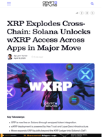 XRP Explodes Cross-Chain: Solana Unlocks wXRP Access Across Apps in Major Move