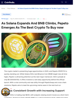 As Solana Expands And BNB Climbs, Pepeto Emerges As The Best Crypto To Buy now