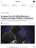 Scammer Lost $4.8M in Bitcoin to Tampered Ledger Wallets: Chainalysis - Decrypt