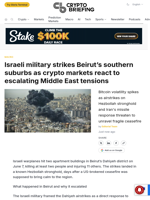 Israeli military strikes Beirut's southern suburbs as crypto markets react to escalating Middle East tensions