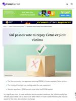 Sui passes vote to repay Cetus exploit victims - CoinJournal