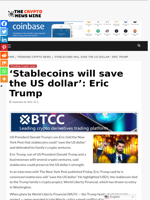 ‘Stablecoins will save the US dollar’: Eric Trump - The Crypto News Wire