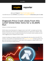 Dogecoin Price Crash Likely From this Level? DOGE Killer Aims for a 33,400% Run