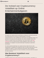 De Invloed van Cryptocurrency Volatiliteit op Online Entertainmentuitgaven
