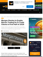 Morgan Stanley To Enable Bitcoin Trading For E*Trade Clients In First Half Of 2026