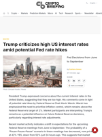 Trump criticizes high US interest rates amid potential Fed rate hikes