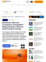 Brazilian Bitcoin Company OranjeBTC Repurchases Shares Amid Stock Slump – Crypto News Bitcoin News
