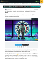 CFTC exodus: Fourth commissioner to depart 'later this year'