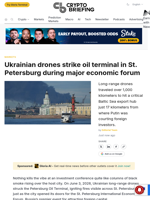 Ukrainian drones strike oil terminal in St. Petersburg during major economic forum