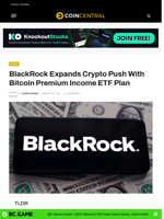 BlackRock Expands Crypto Push With Bitcoin Premium Income ETF Plan