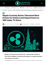 Ripple Custody Backs Tokenized Real Estate for Dubai Land Department as XRP Adds 7% Gains - Crypto News Flash