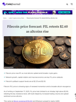 Filecoin price forecast: FIL retests $2.60 as altcoins rise - CoinJournal