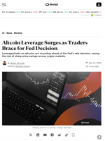 Altcoin Leverage Surges as Traders Brace for Fed Decision - Decrypt