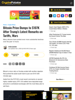 Bitcoin Price Dumps to $107K After Trump's Latest Remarks on Tariffs, Wars