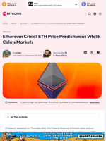 Ethereum Crisis? ETH Price Prediction as Vitalik Calms Markets - 99Bitcoins