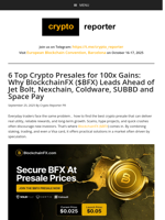 6 Top Crypto Presales for 100x Gains: Why BlockchainFX ($BFX) Leads Ahead of Jet Bolt, Nexchain, Coldware, SUBBD and Space Pay
