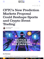 CFTC’s New Prediction Markets Proposal Could Reshape Sports and Crypto Event Trading