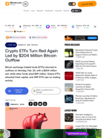 Crypto ETFs Turn Red Again Led by $204 Million Bitcoin Outflow – Markets and Prices Bitcoin News