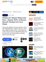 Stablecoin Market Rebounds Fast—Nearly 90% of Recent Growth Packed Into One Week – Crypto News Bitcoin News