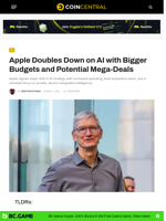 Apple Doubles Down on AI with Bigger Budgets and Potential Mega-Deals - CoinCentral