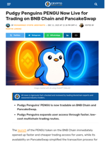Pudgy Penguins PENGU Live on BNB Chain and PancakeSwap