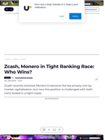 Zcash, Monero in Tight Ranking Race: Who Wins? - U.Today