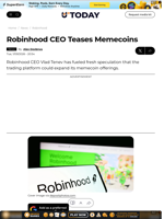 Robinhood CEO Teases Memecoins - U.Today