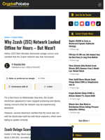 Why Zcash (ZEC) Network Looked Offline for Hours - But Wasn't