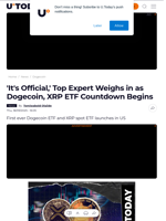 'It's Official,' Top Expert Weighs in as Dogecoin, XRP ETF Countdown Begins - U.Today