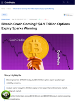 Bitcoin Crash Coming? $4.9 Trillion Options Expiry Sparks Warning