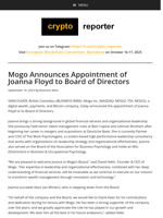 Mogo Announces Appointment of Joanna Floyd to Board of Directors