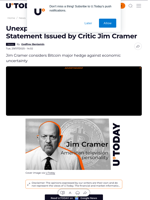 Unexpectedly Bullish Bitcoin Statement Issued by Critic Jim Cramer
