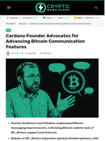 Cardano Founder Advocates for Advancing Bitcoin Communication Features - Crypto News Flash