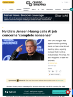 Nvidia's Jensen Huang calls AI job concerns 'complete nonsense'