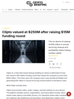 Clipto valued at $250M after raising $15M funding round