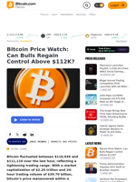 Bitcoin Price Watch: Can Bulls Regain Control Above $112K? – Markets and Prices Bitcoin News