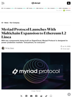Myriad Protocol Launches With Multichain Expansion to Ethereum L2 Linea - Decrypt