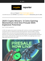 2025 Crypto Movers: 3 Coins Gaining Momentum And One Presale With Explosive Potential