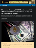 Ethereum Treasury FOMO Escalates As Peter Thiel Backed Bitmine Overtakes SharpLink