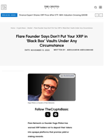 Flare Founder Says Don’t Put Your XRP in ‘Black Box’ Vaults Under Any Circumstance