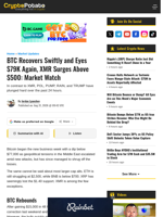 BTC Recovers Swiftly and Eyes $79K Again, XMR Surges Above $500: Market Watch