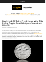 BlockchainFX Price Predictions: Why This Rising Crypto Could Outpace Solana and Litecoin