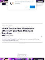 Vitalik Buterin Sets Timeline for Ethereum Quantum-Resistant Transition - U.Today