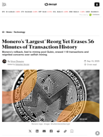 Monero’s ‘Largest’ Reorg Yet Erases 36 Minutes of Transaction History - Decrypt