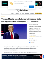 Trump Media sets February 2 record date for digital token airdrop to DJT holders - Crypto Briefing