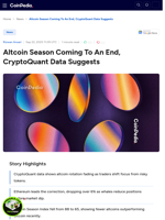 Altcoin Season Coming To An End, CryptoQuant Data Suggests