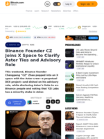 Binance Founder CZ Joins X Space to Clarify Aster Ties and Advisory Role – Crypto News Bitcoin News